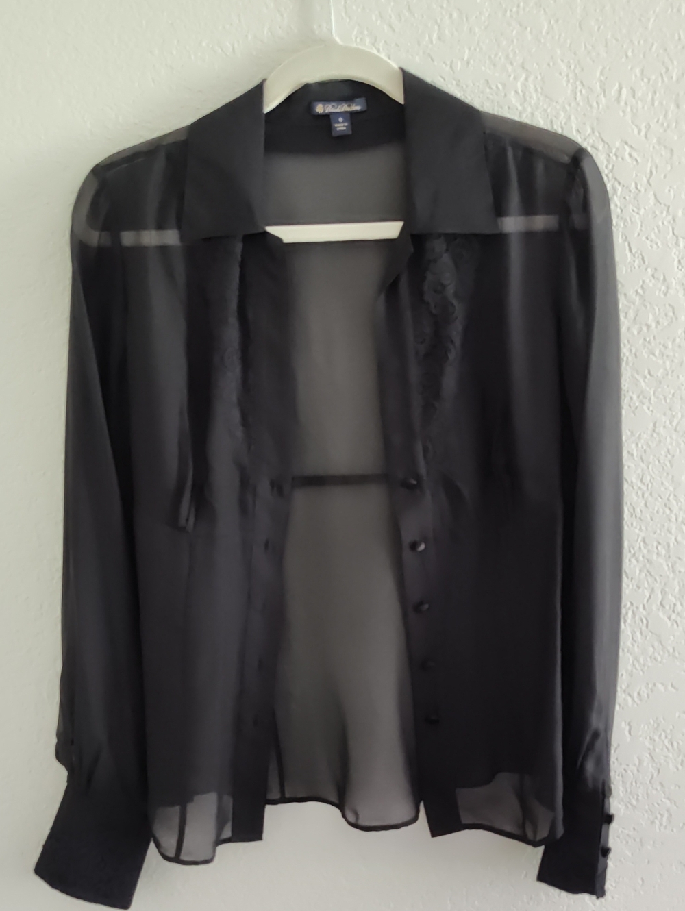 Brooks Brothers Black Sheer Button-Down Blouse